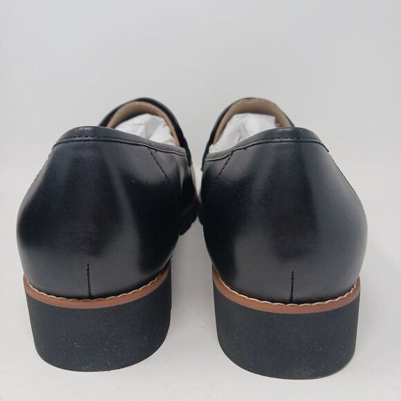 NEW Vionic Cheryl II Nappa Leather Black Loafers Size 12W Lug Sole Penny Loafers - Picture 10 of 11